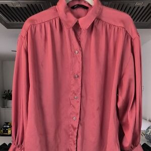 Pink Button-Up Blouse